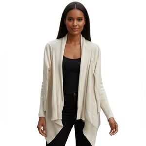 Zara Open Front Ribbed Draped Cardigan Stretchy Knit Casual Size Medium